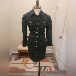 Belted denim dress